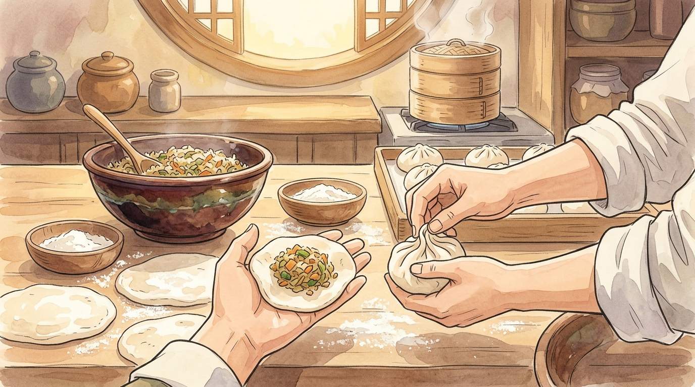 Sheng jian bao step 8