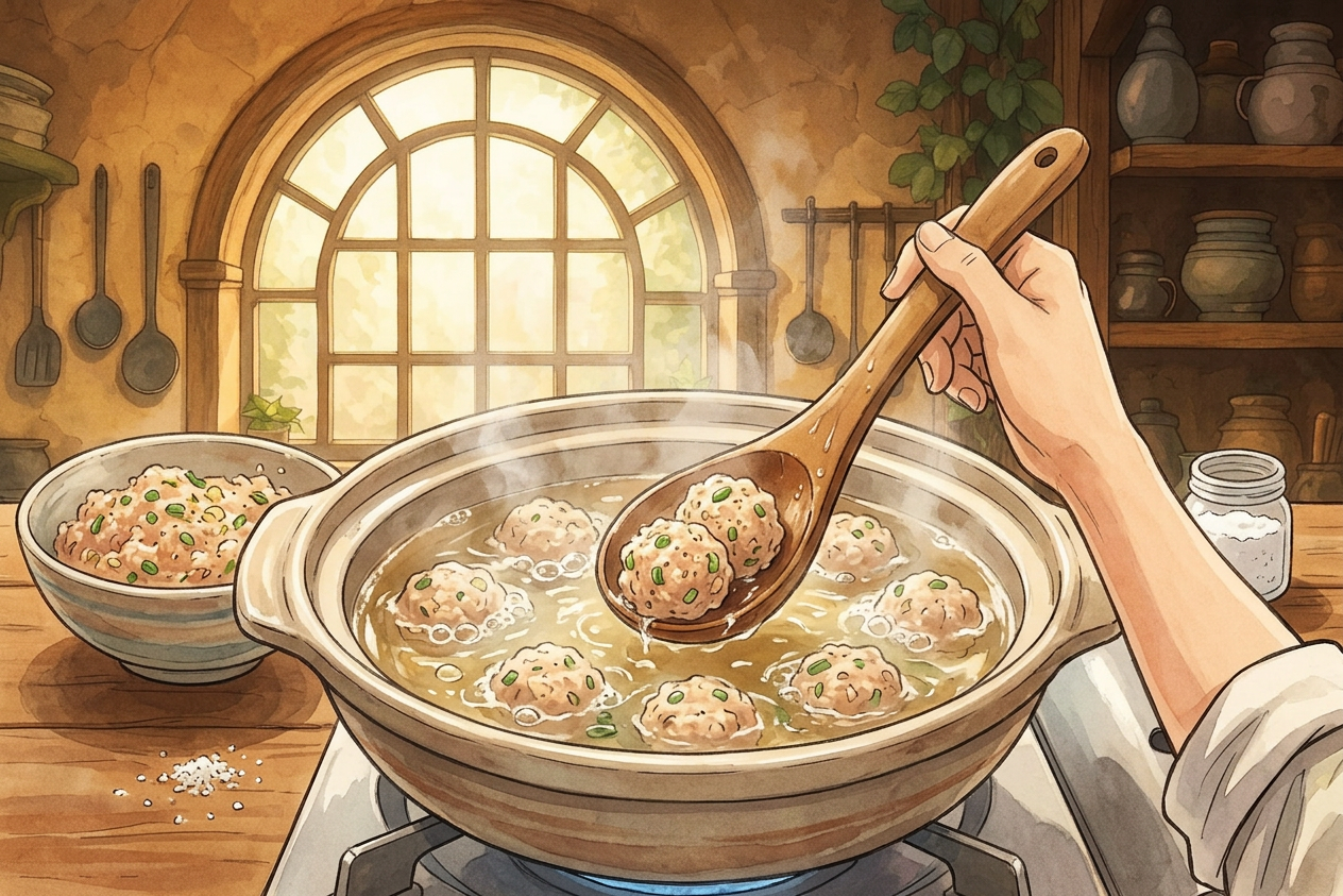 Tori-Tsukune Nabe step 3