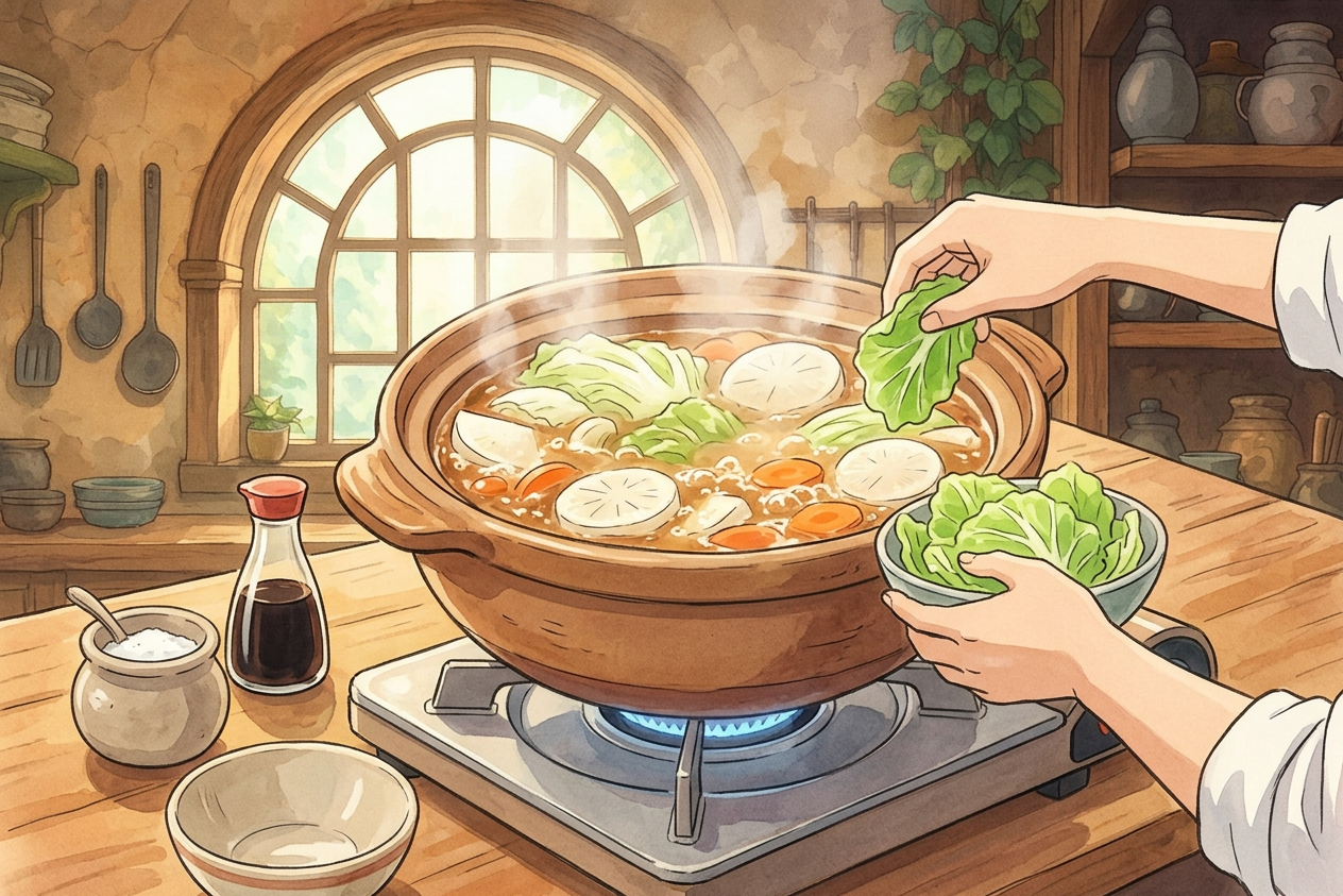 Tori-Tsukune Nabe step 4