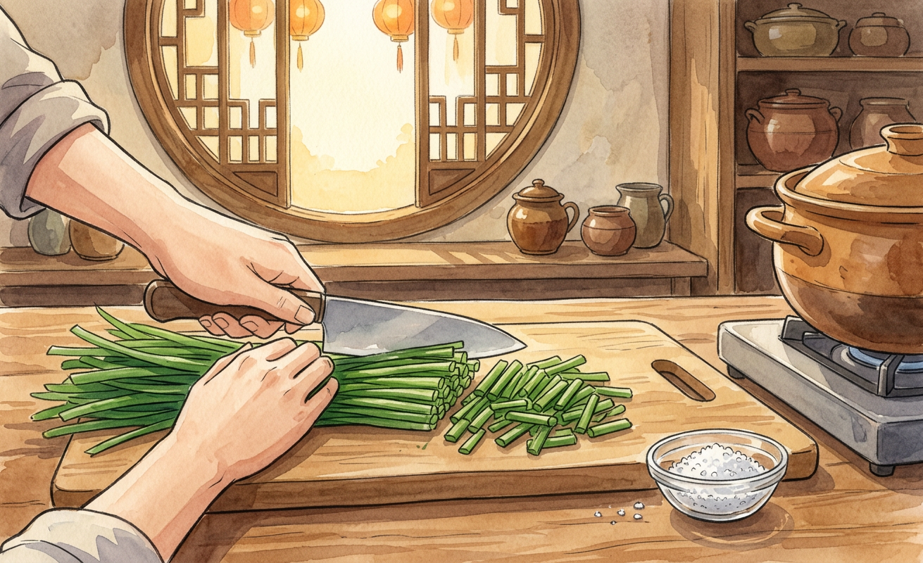 韭菜炒鸡蛋 step 1