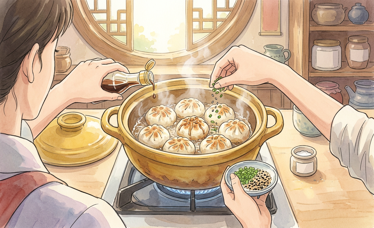 Sheng jian bao step 12