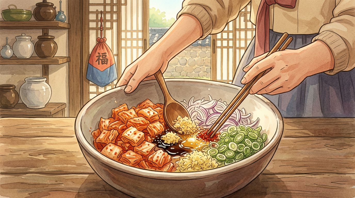 Dubu Kimchi step 1
