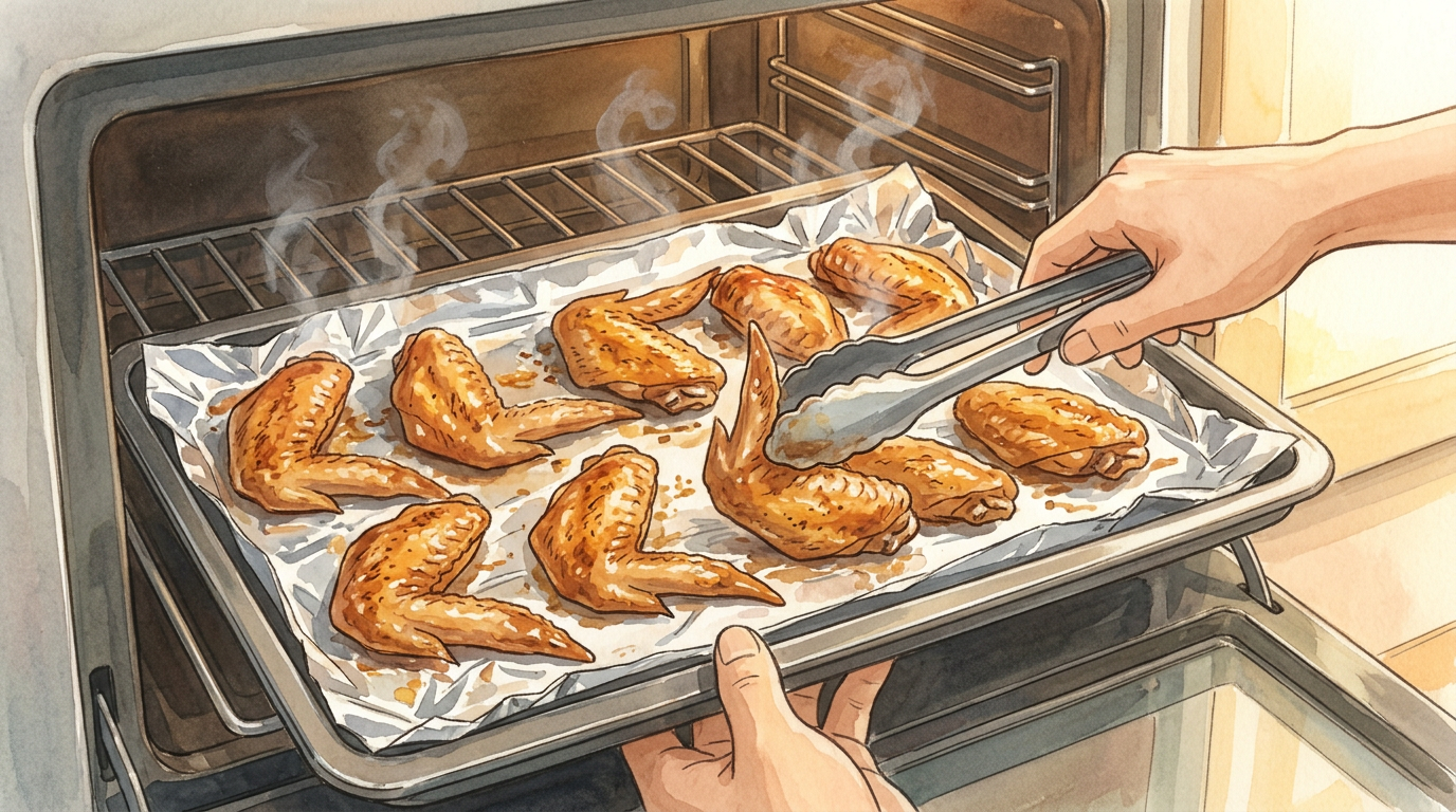 Illustration de l'étape 7 de la recette coréenne Hansik Obeun Dangnalgae, style Studio Ghibli, Umami Guru.